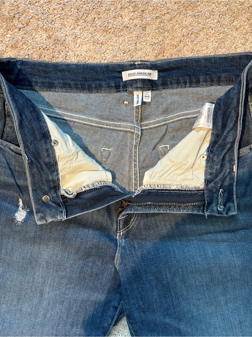 Good American Good Curve Skinny Jeans 14/32 | High Rise Distressed Stretch Denim - Picture 3 of 7